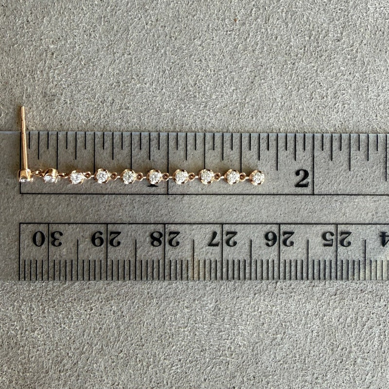 14k Rose Gold 10-Drop Diamond Chain Earrings