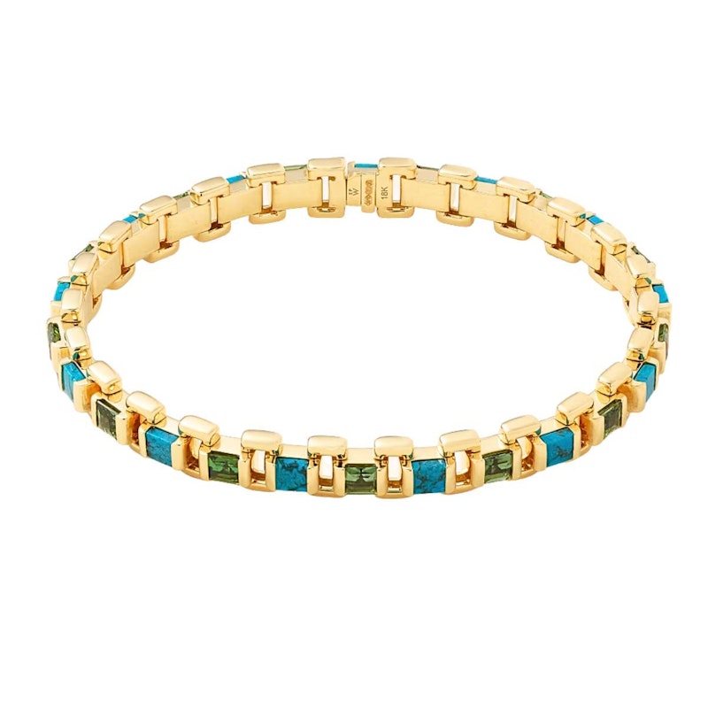 Emily P. Wheeler 18k Yellow Gold Turquoise & Emerald Link Bracelet
