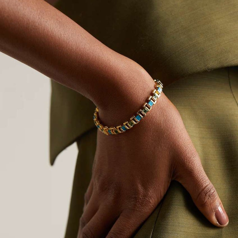 Emily P. Wheeler 18k Yellow Gold Turquoise & Emerald Link Bracelet