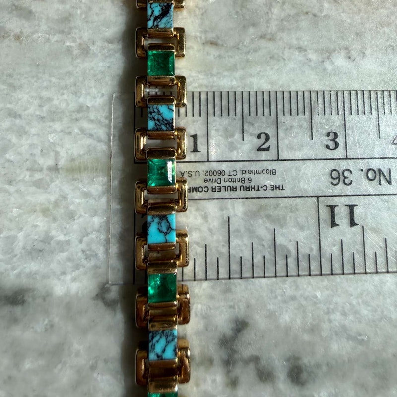 Emily P. Wheeler 18k Yellow Gold Turquoise & Emerald Link Bracelet