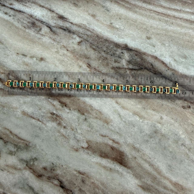 Emily P. Wheeler 18k Yellow Gold Turquoise & Emerald Link Bracelet