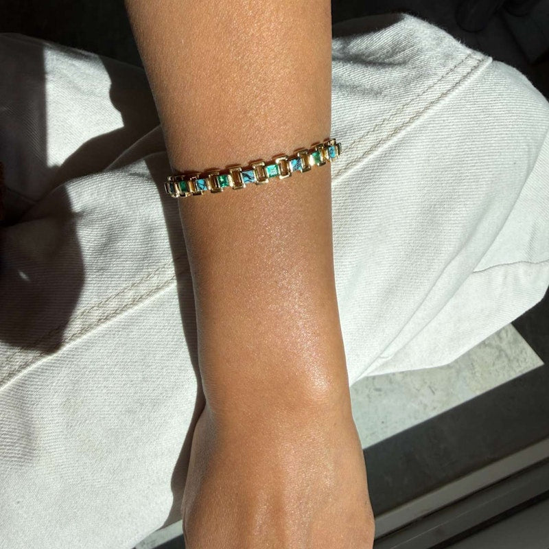 Emily P. Wheeler 18k Yellow Gold Turquoise & Emerald Link Bracelet