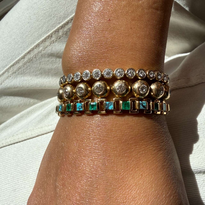 Emily P. Wheeler 18k Yellow Gold Turquoise & Emerald Link Bracelet
