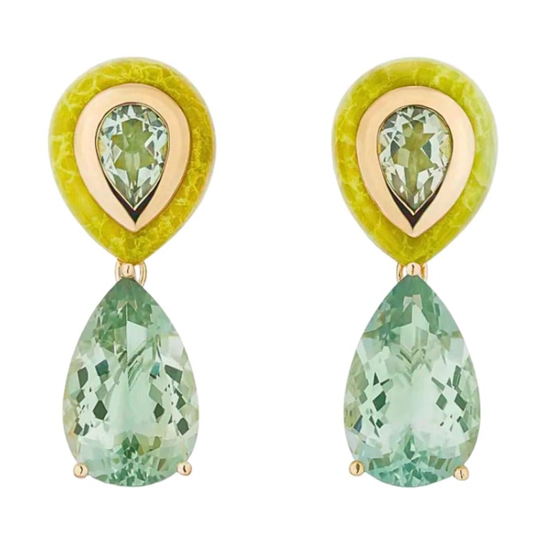 Mason & Books Prasiolite & Brazilian Jade Adela Drop Earrings