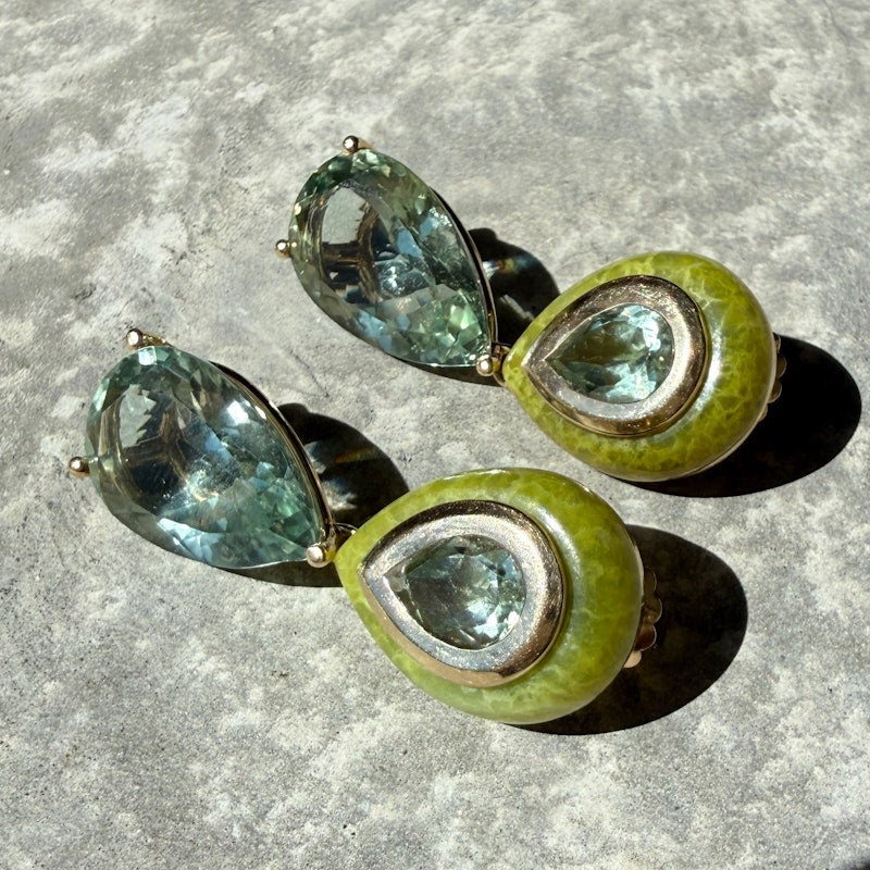Mason & Books Prasiolite & Brazilian Jade Adela Drop Earrings