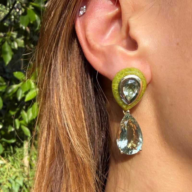 Mason & Books Prasiolite & Brazilian Jade Adela Drop Earrings