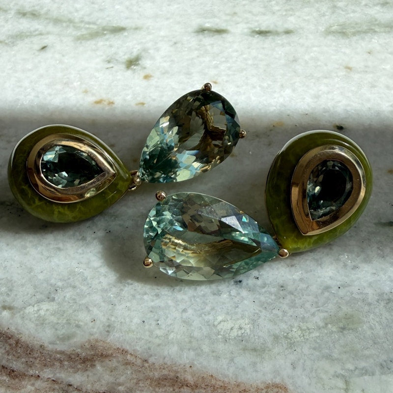 Mason & Books Prasiolite & Brazilian Jade Adela Drop Earrings
