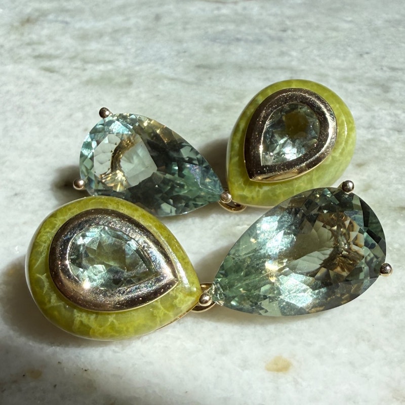 Mason & Books Prasiolite & Brazilian Jade Adela Drop Earrings