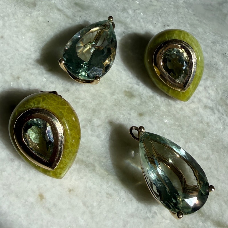 Mason & Books Prasiolite & Brazilian Jade Adela Drop Earrings