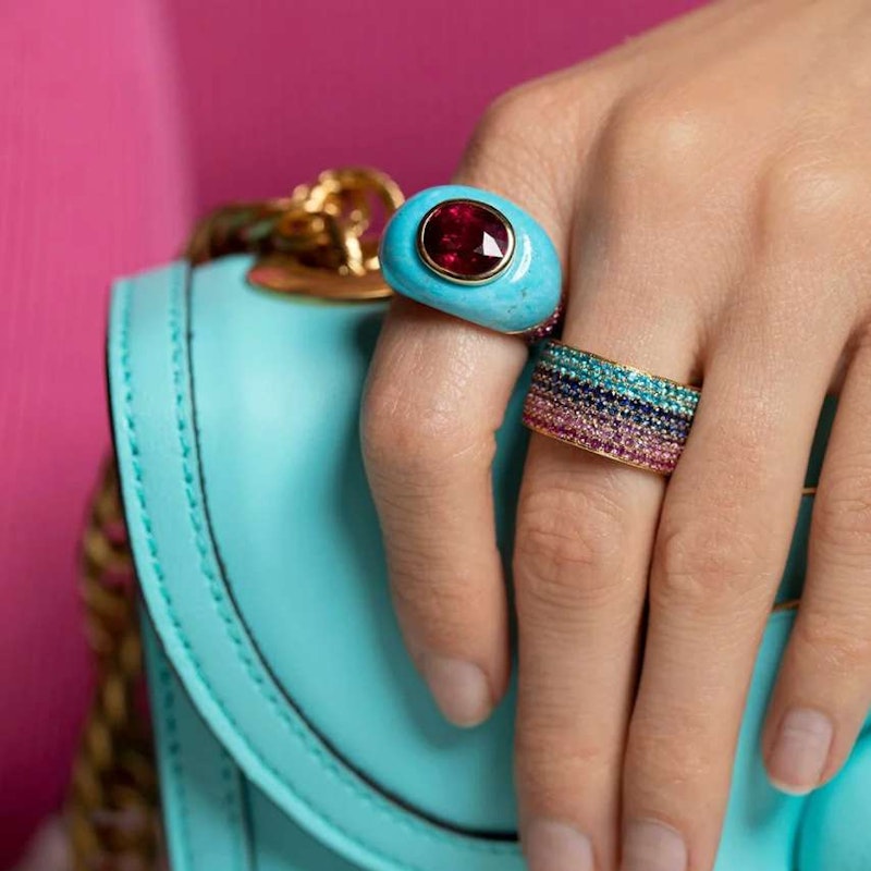 Emily P. Wheeler California Ombre Sapphire & Natural Zircon Ring 18k Yellow Gold