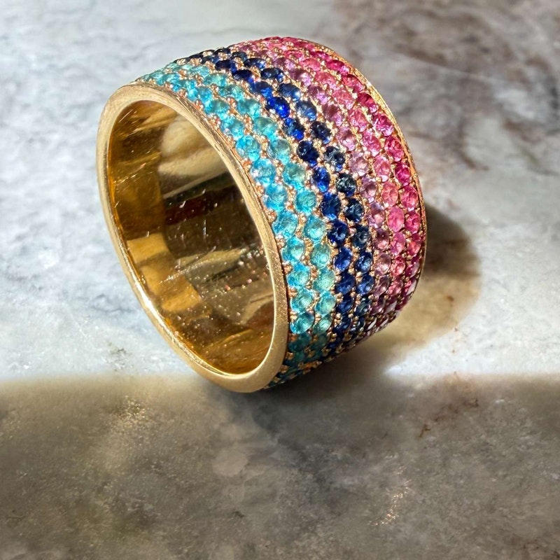 Emily P. Wheeler California Ombre Sapphire & Natural Zircon Ring 18k Yellow Gold