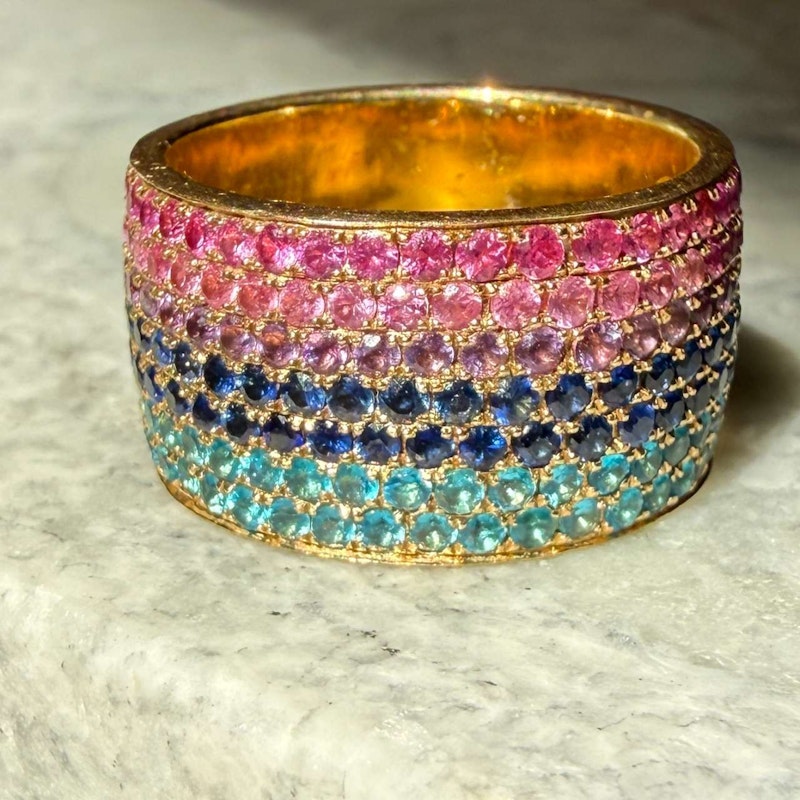 Emily P. Wheeler California Ombre Sapphire & Natural Zircon Ring 18k Yellow Gold