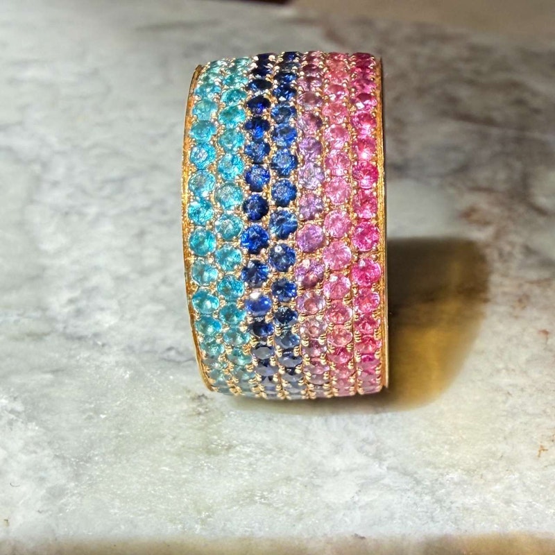 Emily P. Wheeler California Ombre Sapphire & Natural Zircon Ring 18k Yellow Gold