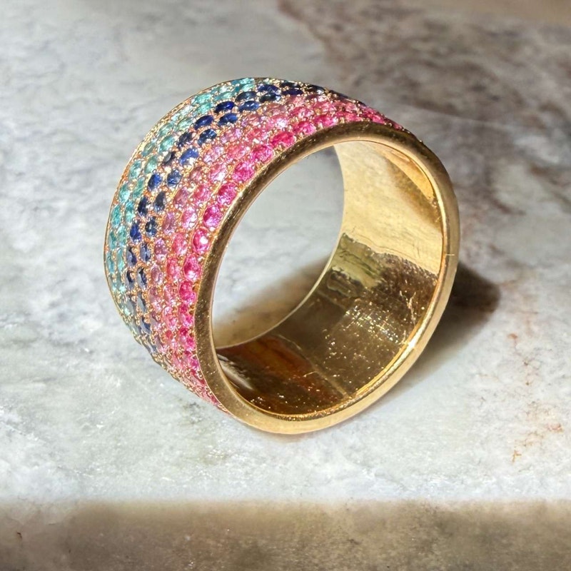 Emily P. Wheeler California Ombre Sapphire & Natural Zircon Ring 18k Yellow Gold