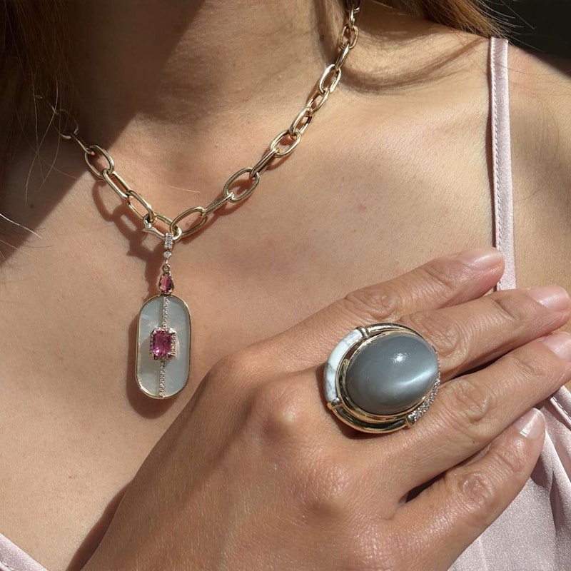 Mason & Books Grey Moonstone, Howlite & Diamond Sugar & Spice Cocktail Ring