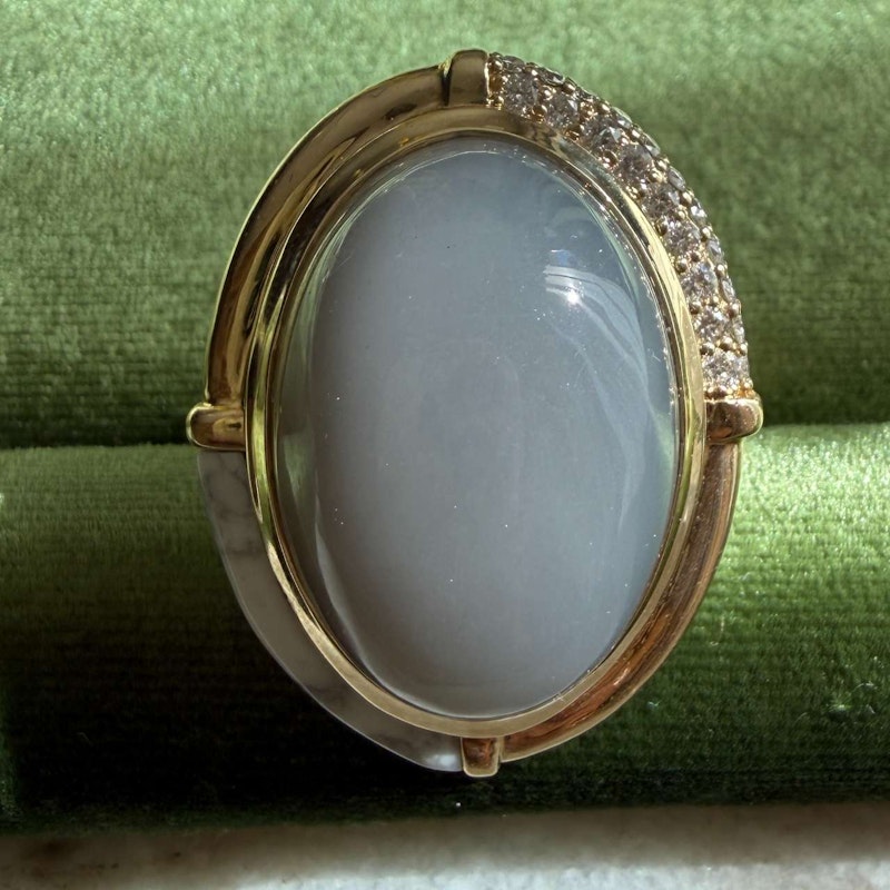 Mason & Books Grey Moonstone, Howlite & Diamond Sugar & Spice Cocktail Ring