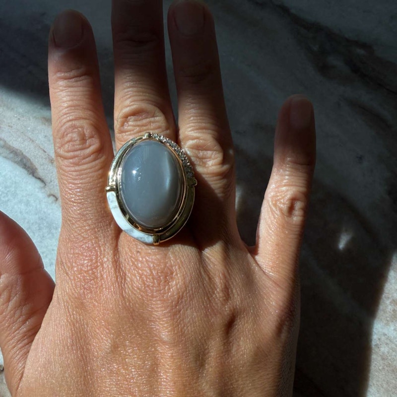 Mason & Books Grey Moonstone, Howlite & Diamond Sugar & Spice Cocktail Ring
