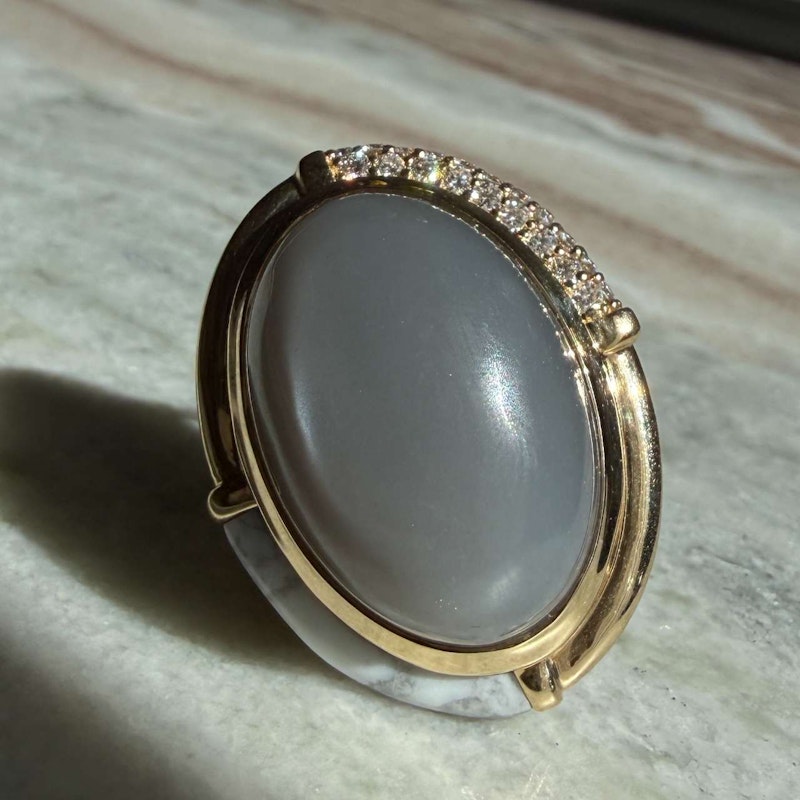 Mason & Books Grey Moonstone, Howlite & Diamond Sugar & Spice Cocktail Ring