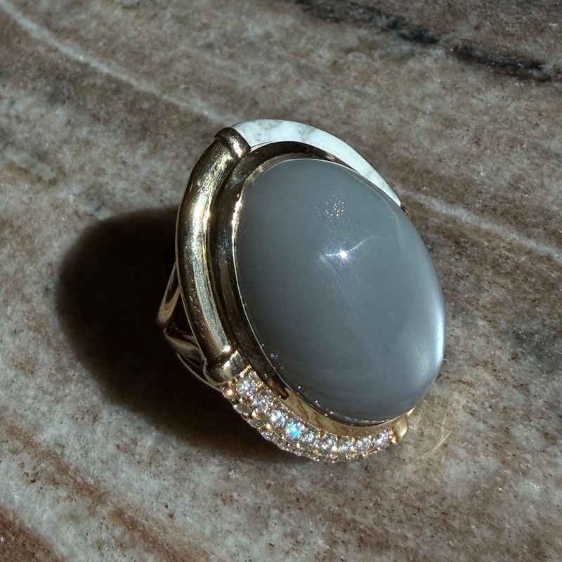 Mason & Books Grey Moonstone, Howlite & Diamond Sugar & Spice Cocktail Ring