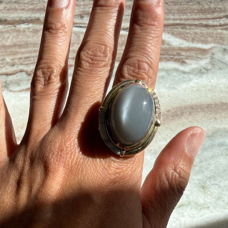 Mason & Books Grey Moonstone, Howlite & Diamond Sugar & Spice Cocktail Ring