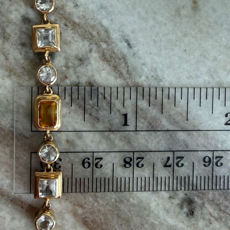 14k Yellow Gold Citrine & White Topaz Link Bracelet