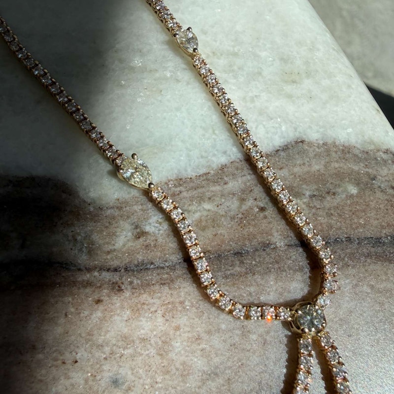 Jacquie Aiche 14k Yellow Gold 7.70ct Diamond Twiggy Lariat Necklace
