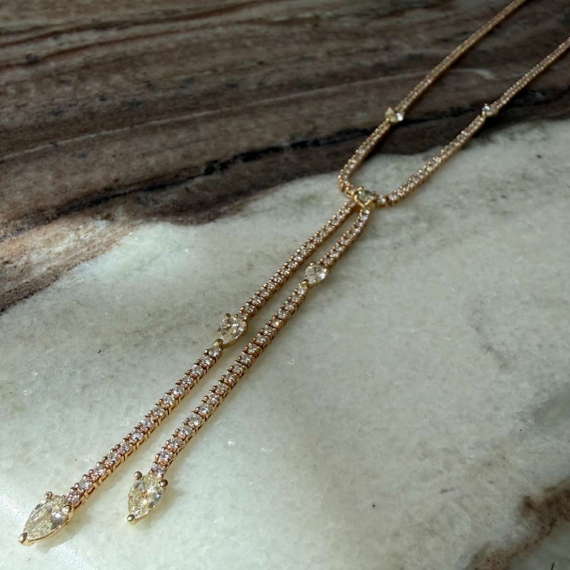 Jacquie Aiche 14k Yellow Gold 7.70ct Diamond Twiggy Lariat Necklace