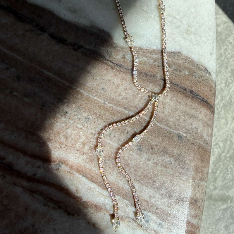 Jacquie Aiche 14k Yellow Gold 7.70ct Diamond Twiggy Lariat Necklace