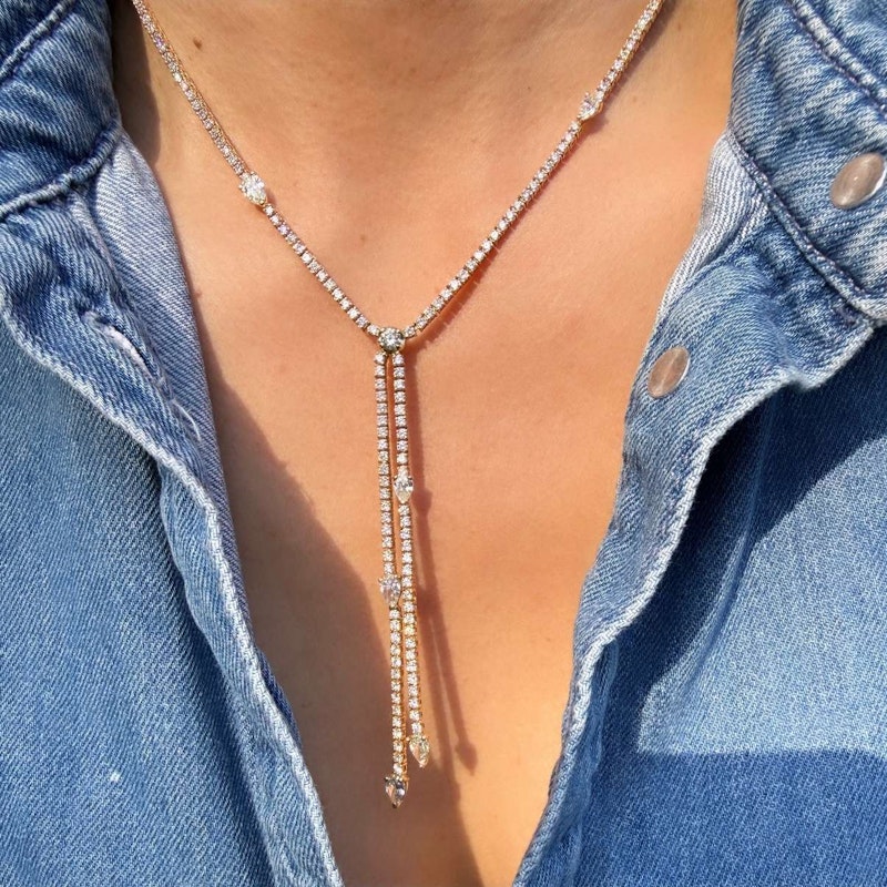 Jacquie Aiche 14k Yellow Gold 7.70ct Diamond Twiggy Lariat Necklace