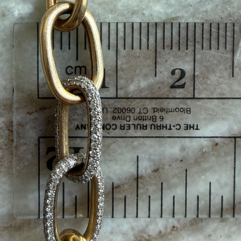 14k Yellow Gold Link Chain Necklace with Diamond Link Accents