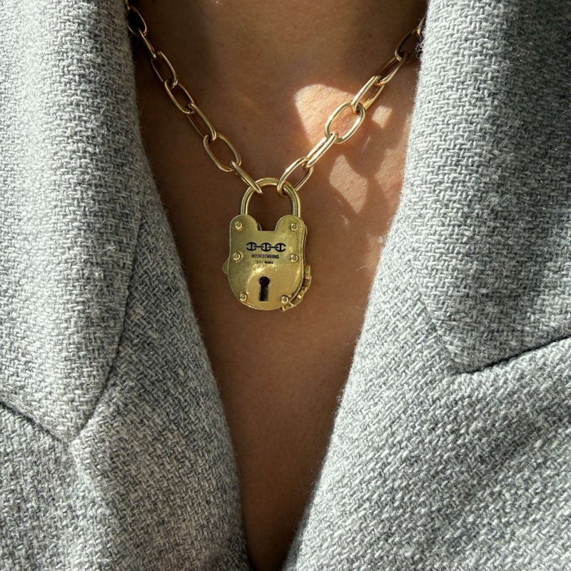 14k Yellow Gold Link Chain Necklace with Diamond Link Accents