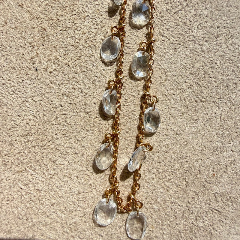 18k Rose Gold Floating Oval Diamond Fringe Necklace