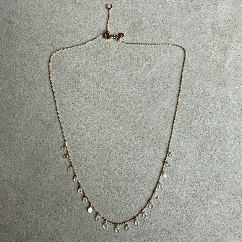 18k Rose Gold Floating Oval Diamond Fringe Necklace