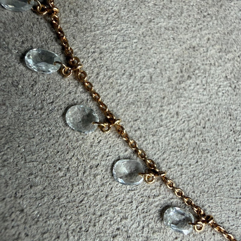 18k Rose Gold Floating Oval Diamond Fringe Necklace