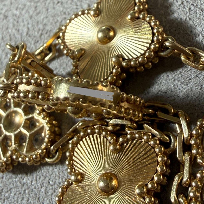 Van Cleef & Arpels Vintage Alhambra 18k Yellow Gold Diamond Bracelet, 5 Motifs