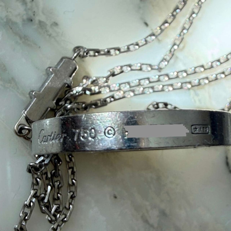 Cartier LOVE 18k White Gold Diamond Pavé Circle Pendant Necklace