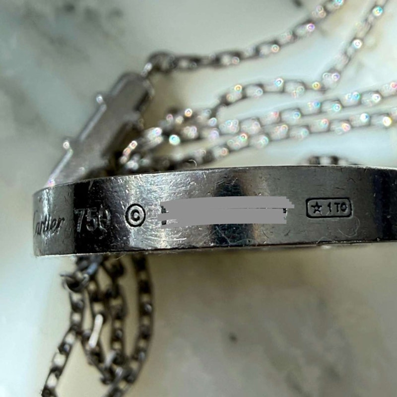 Cartier LOVE 18k White Gold Diamond Pavé Circle Pendant Necklace
