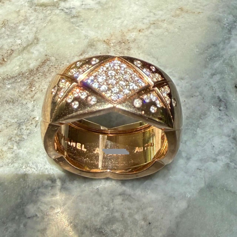 Chanel 18k Rose Gold Diamond Coco Crush Large Ring