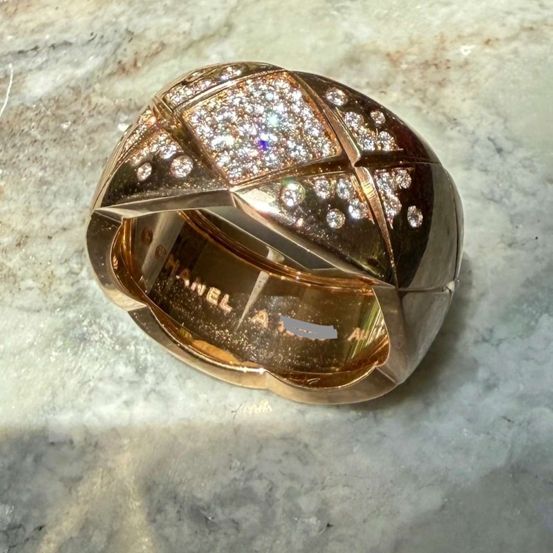 Chanel 18k Rose Gold Diamond Coco Crush Large Ring