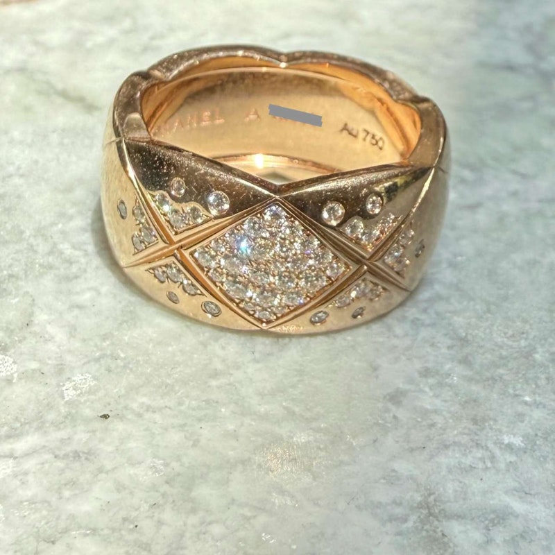 Chanel 18k Rose Gold Diamond Coco Crush Large Ring