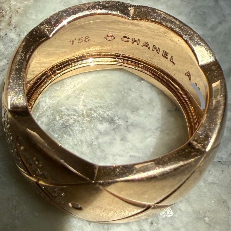 Chanel 18k Rose Gold Diamond Coco Crush Large Ring