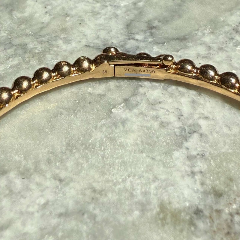 Van Cleef & Arpels 18k Rose Gold Perlée Pearls of Gold Bangle, M
