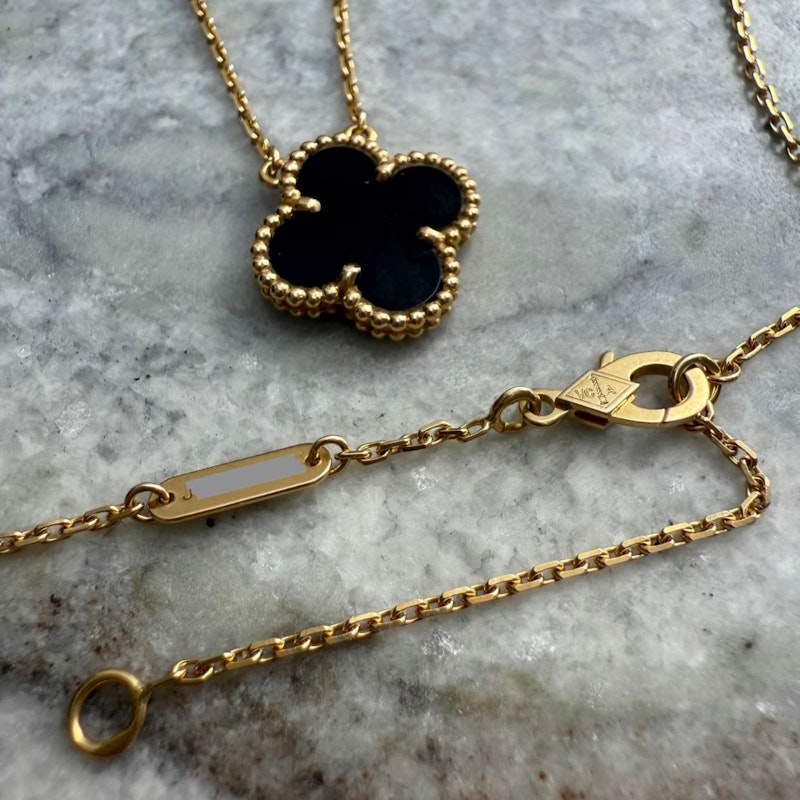 Van Cleef & Arpels Vintage Alhambra Onyx Pendant Necklace