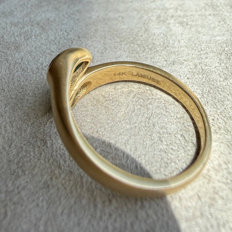 14k Yellow Gold Pear Cut Emerald Open Wrap Ring