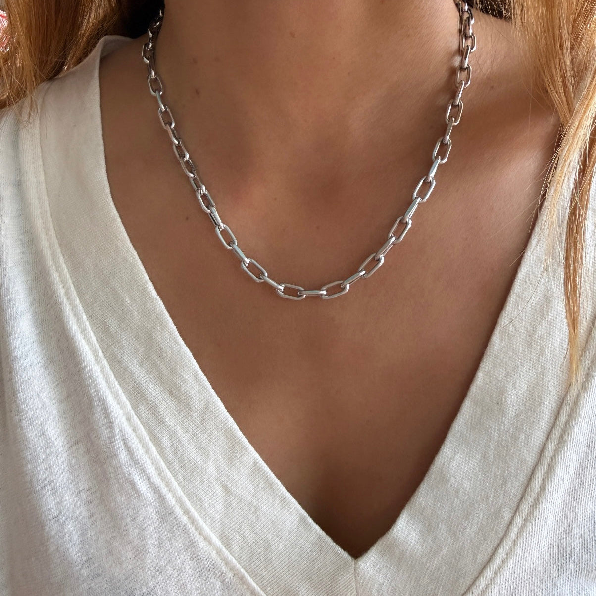 14k White Gold Link Chain Necklace