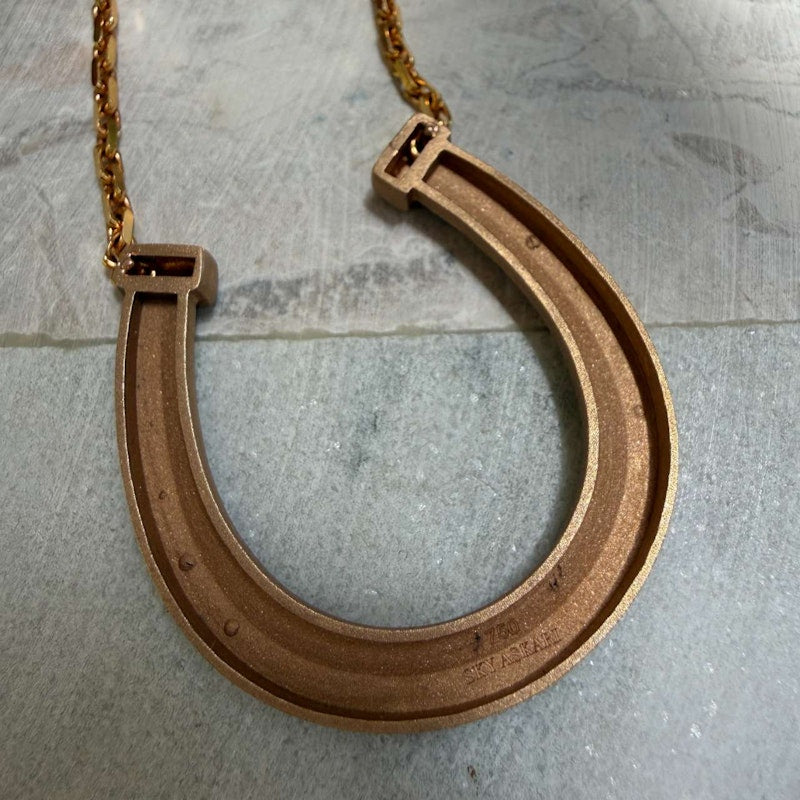 18k Satin Finish Rose Gold Princess-Cut Diamond Horseshoe Necklace