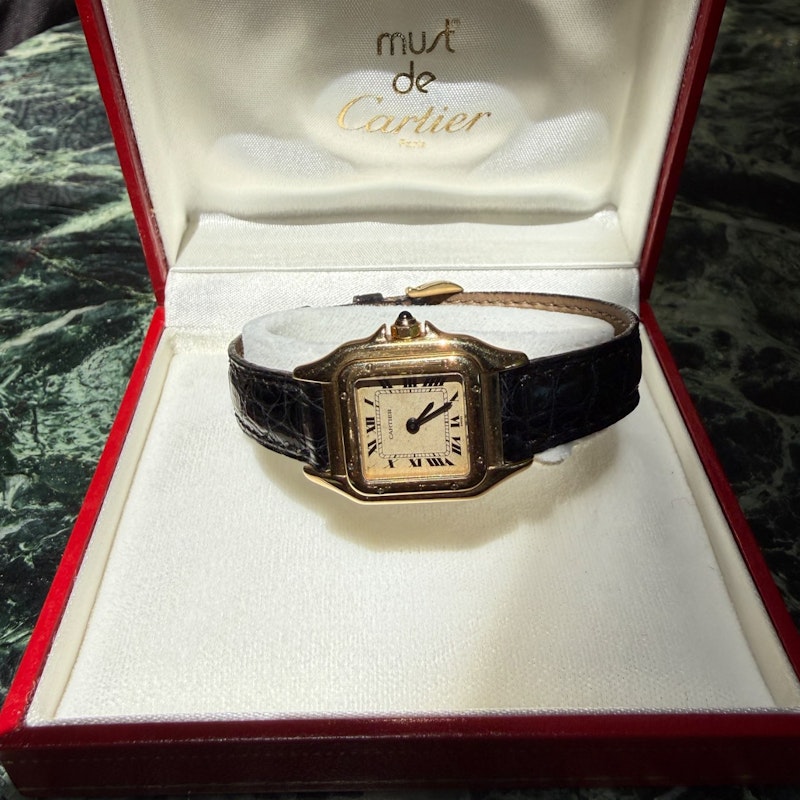 Vintage Cartier Mini Panthère Circa 1990s 18k Yellow Gold Quartz Watch 21.5mm