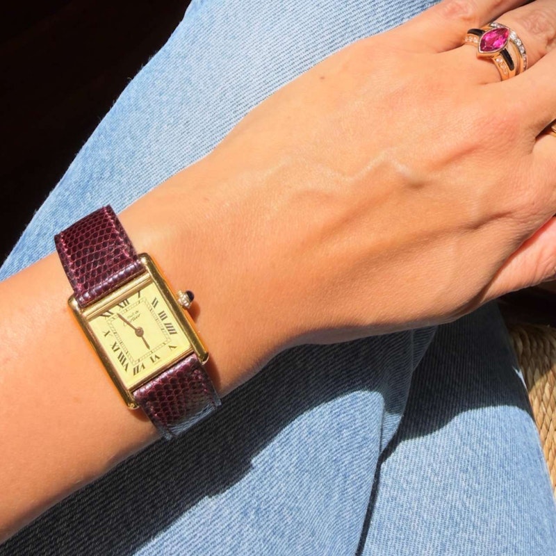 Vintage Cartier Must de Cartier Tank Circa 1970s Vermeil Manual Wind Watch 21 x 28 mm