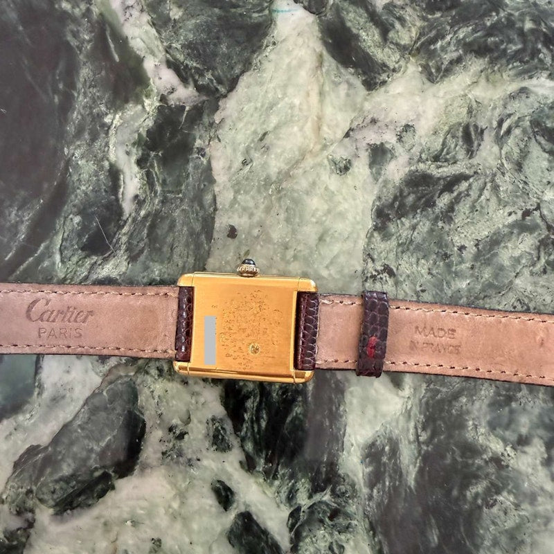Vintage Cartier Must de Cartier Tank Circa 1970s Vermeil Manual Wind Watch 21 x 28 mm