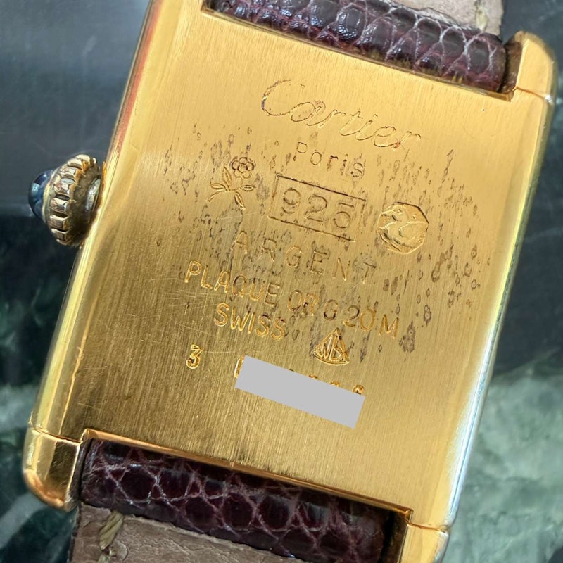 Vintage Cartier Must de Cartier Tank Circa 1970s Vermeil Manual Wind Watch 21 x 28 mm